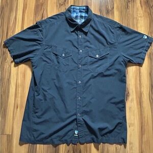 Kuhl Men's Navy Short Sleeve Button Down Shirt, Size Large